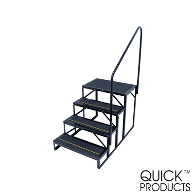 Quick Products QP-S5W3S Economy 5th Wheel Stair with Hand Rail and Non-Slip Treads for RV, Mobile Home, Pool, Hot Tub - 3-Step